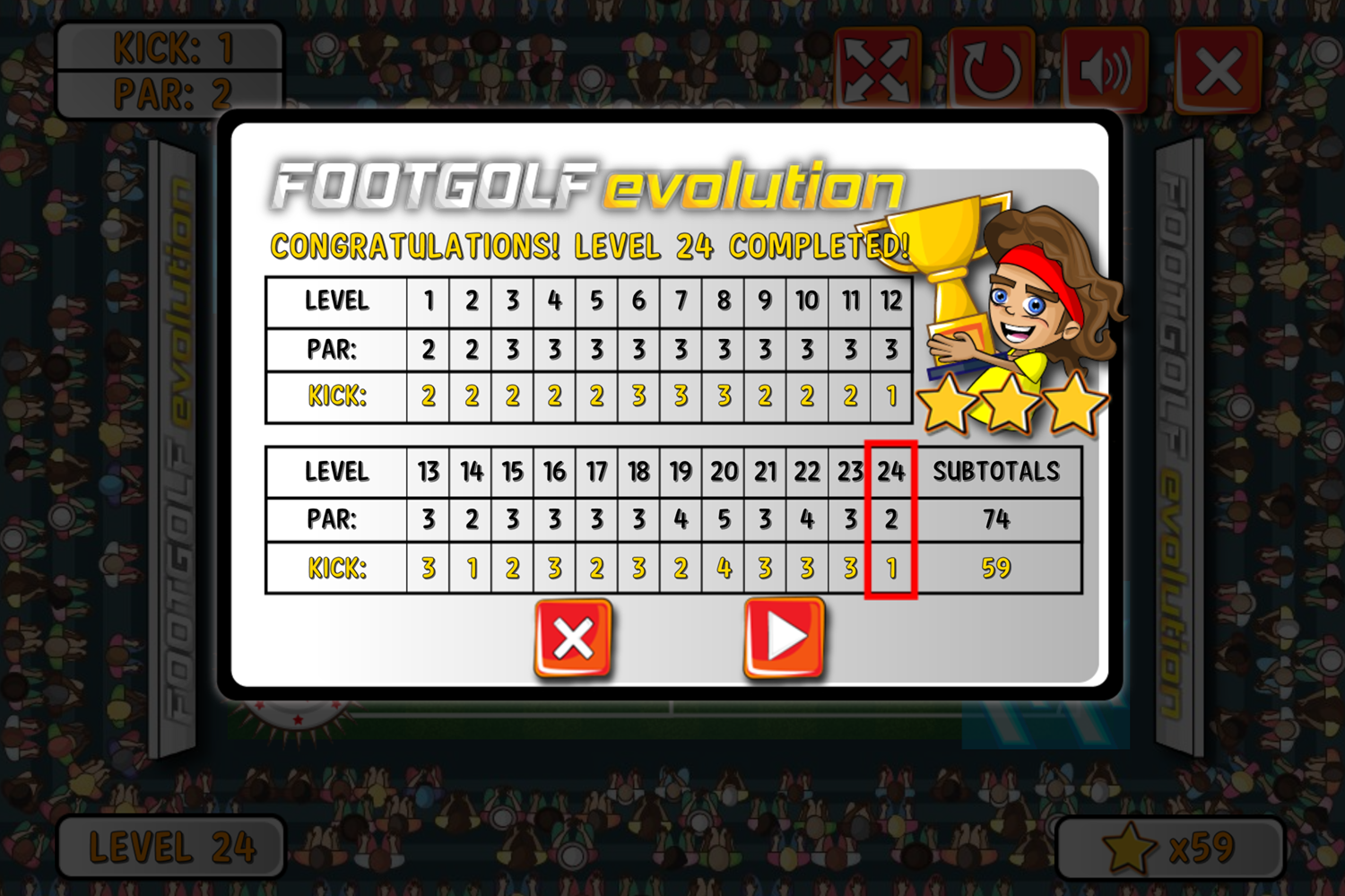 Footgolf Evolution Scorecard Screenshot.