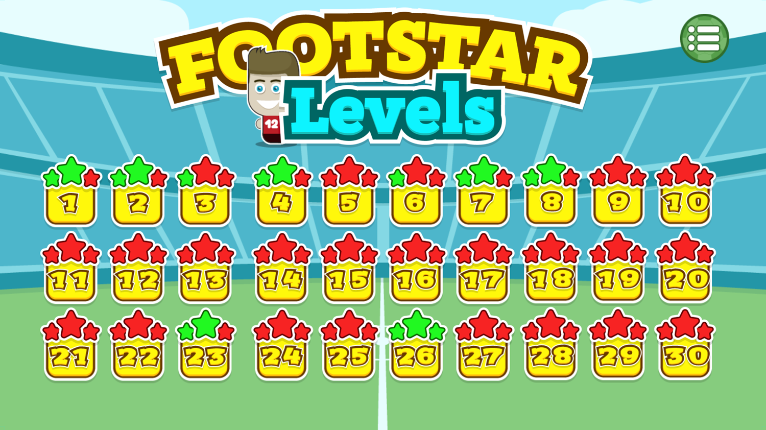 Footstar Level Select Screenshot.