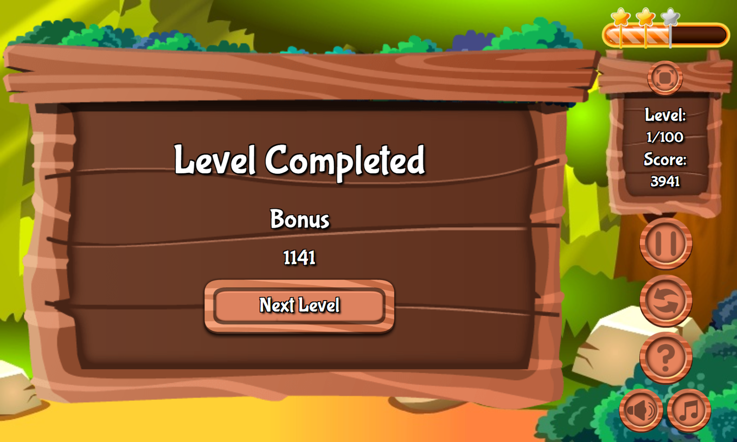 Forest Mahjong Game Level Completed Screenshot.