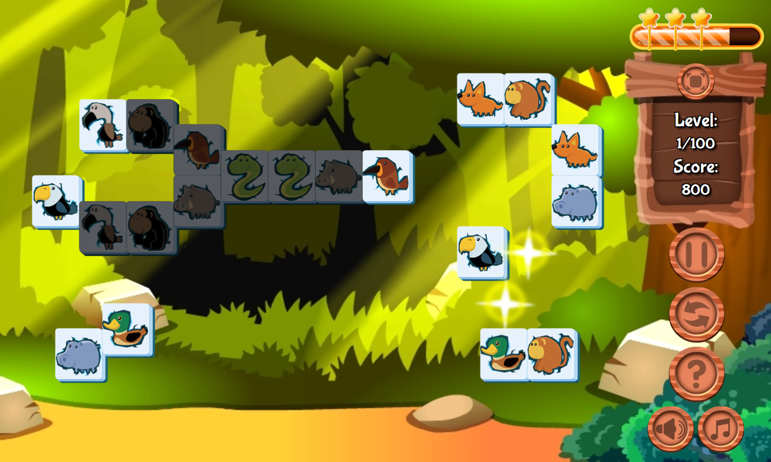 Forest Mahjong Game Level Play Screenshot.