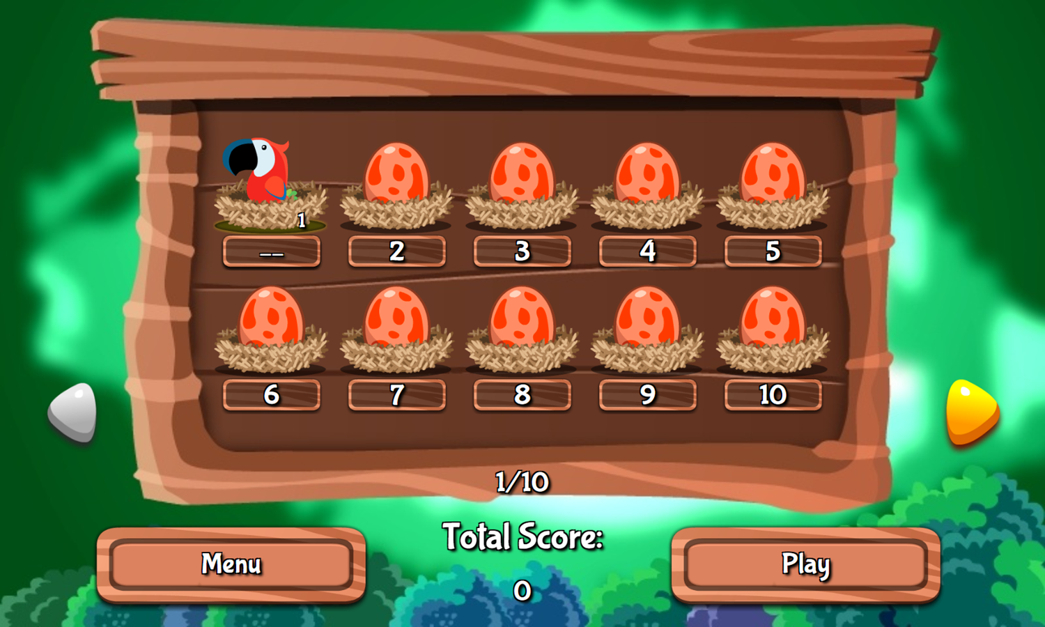 Forest Mahjong Game Level Select Screenshot.