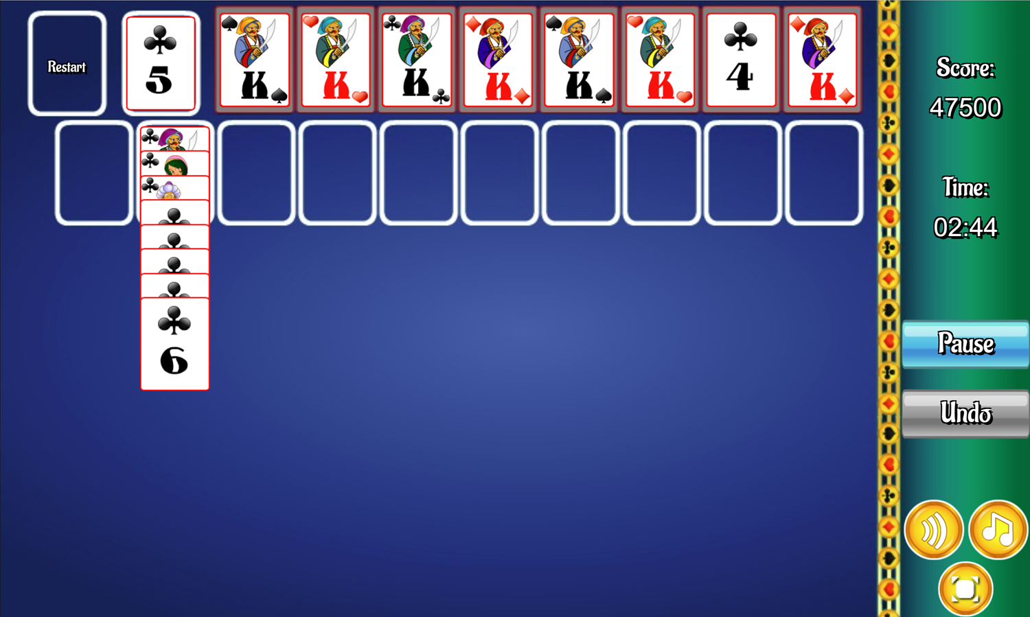 Forty Thieves Solitaire Game Screenshot.