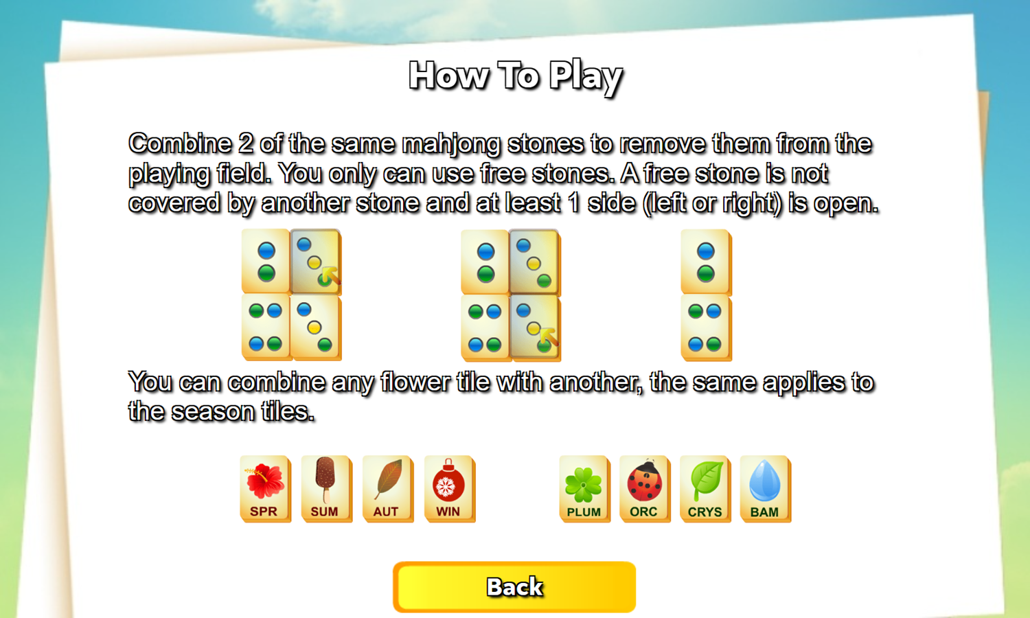 Four Seasons Mahjong Game How To Play Screenshot.