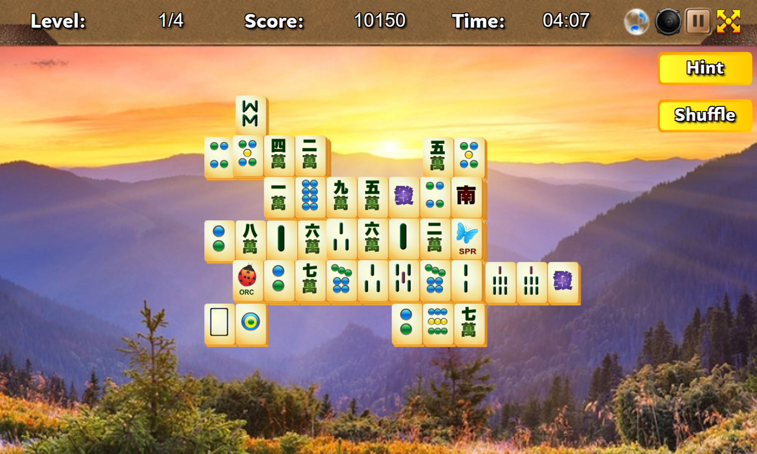 Four Seasons Mahjong Game Level Progress Screenshot.