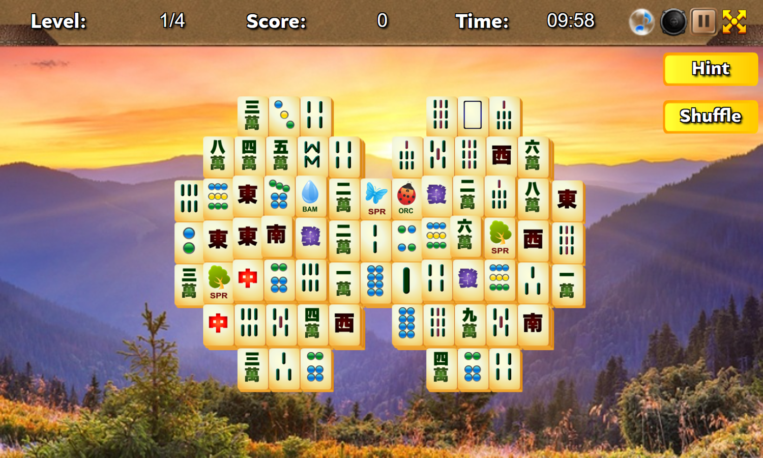 Four Seasons Mahjong Game Level Start Screenshot.