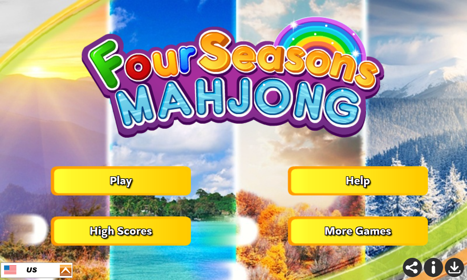 Four Seasons Mahjong Game Welcome Screen Screenshot.