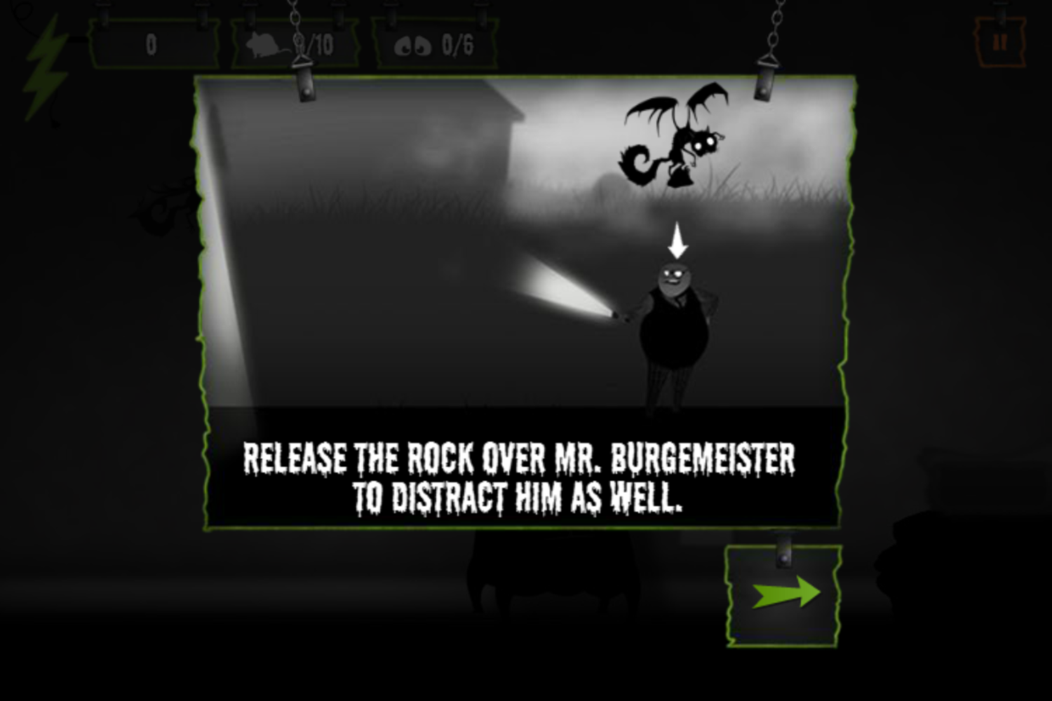 FrankenWeenie Vampire Cat Attack Game How To Distract Mr. Burgemeister Screenshot.