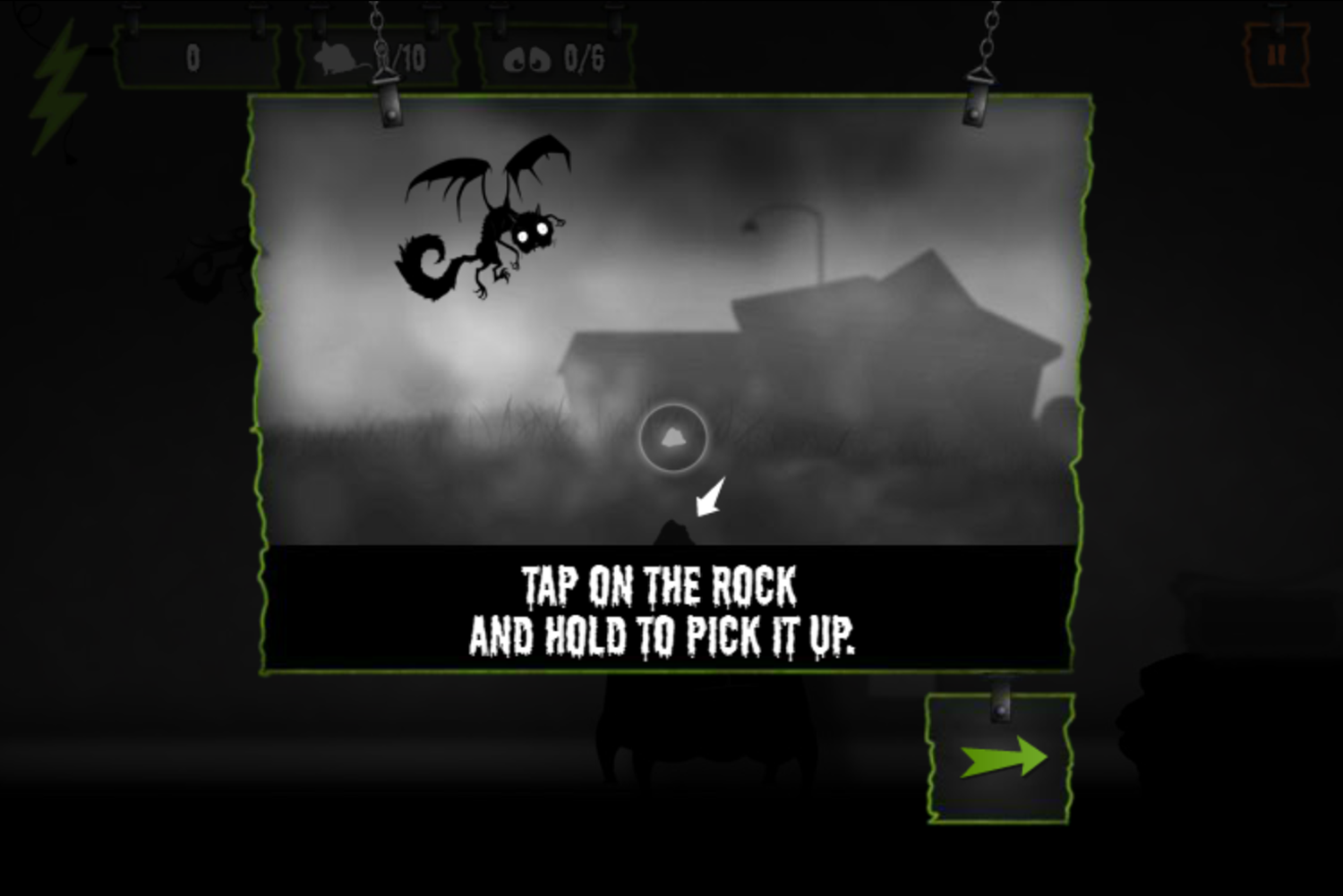 FrankenWeenie Vampire Cat Attack Game How To Hold Rock Screenshot.