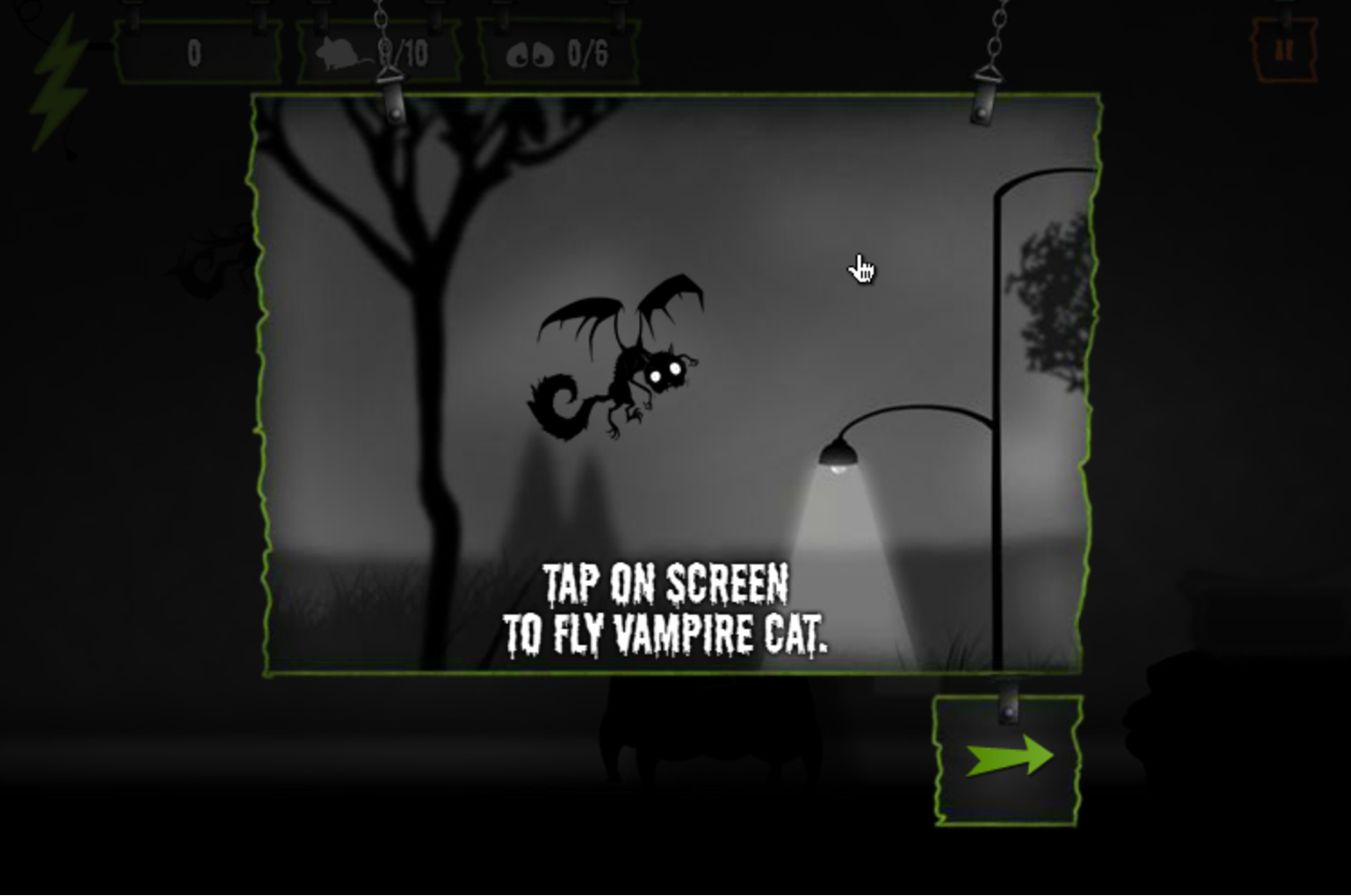 FrankenWeenie Vampire Cat Attack Game Tap To Fly Screenshot.