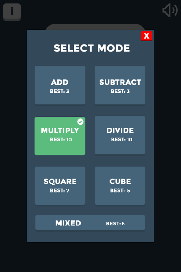Freaky Math Advanced Mode Select Screenshots.