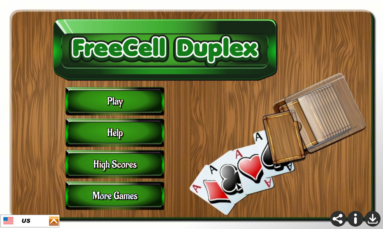 Freecell Duplex Game Welcome Screen Screenshot.