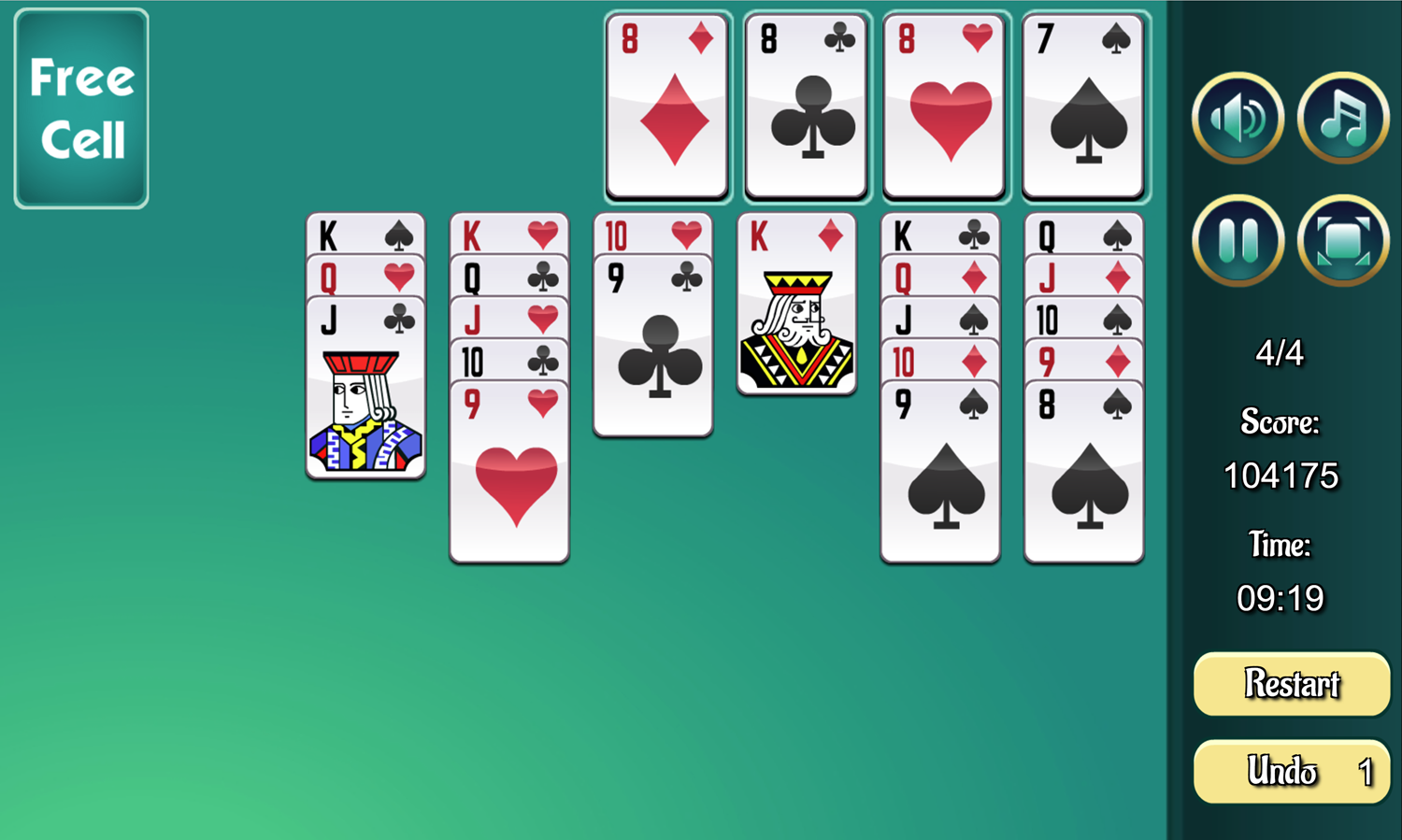 Freecell Extreme Game Final Level Beat Screenshot.