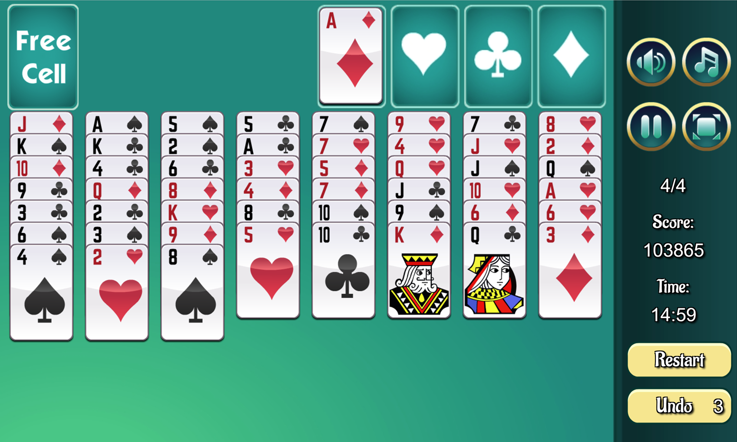 Freecell Extreme Game Final Level Screenshot.