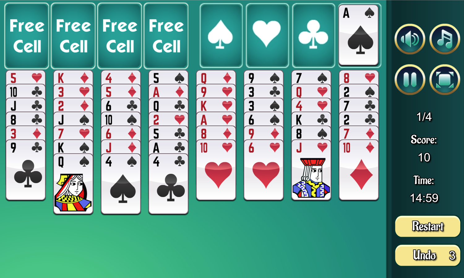 Freecell Extreme Game Screenshot.