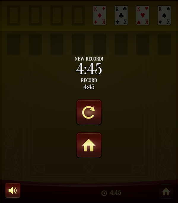 Freecell Game Beat Screen Screenshot.