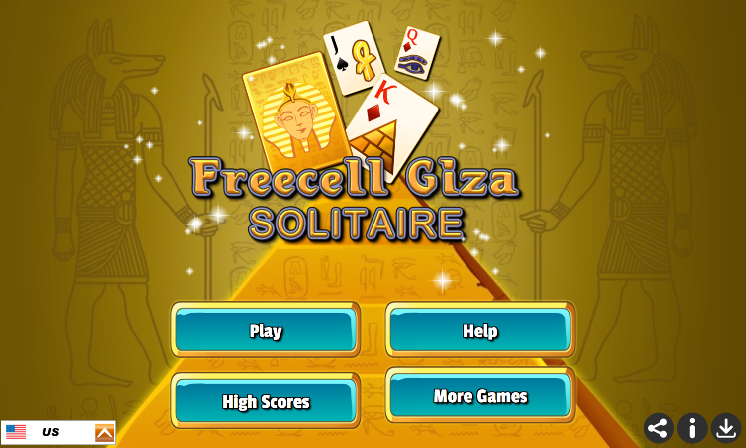 Freecell Giza Solitaire Game Welcome Screen Screenshot.