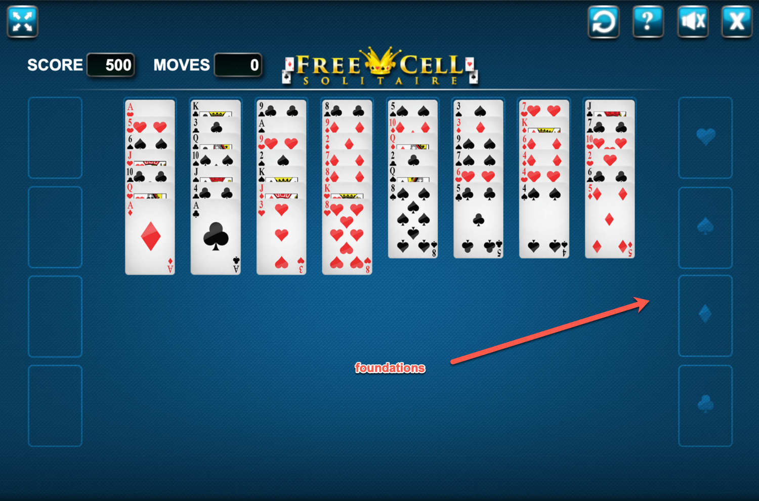 Freecell Solitaire Foundations Screenshot.