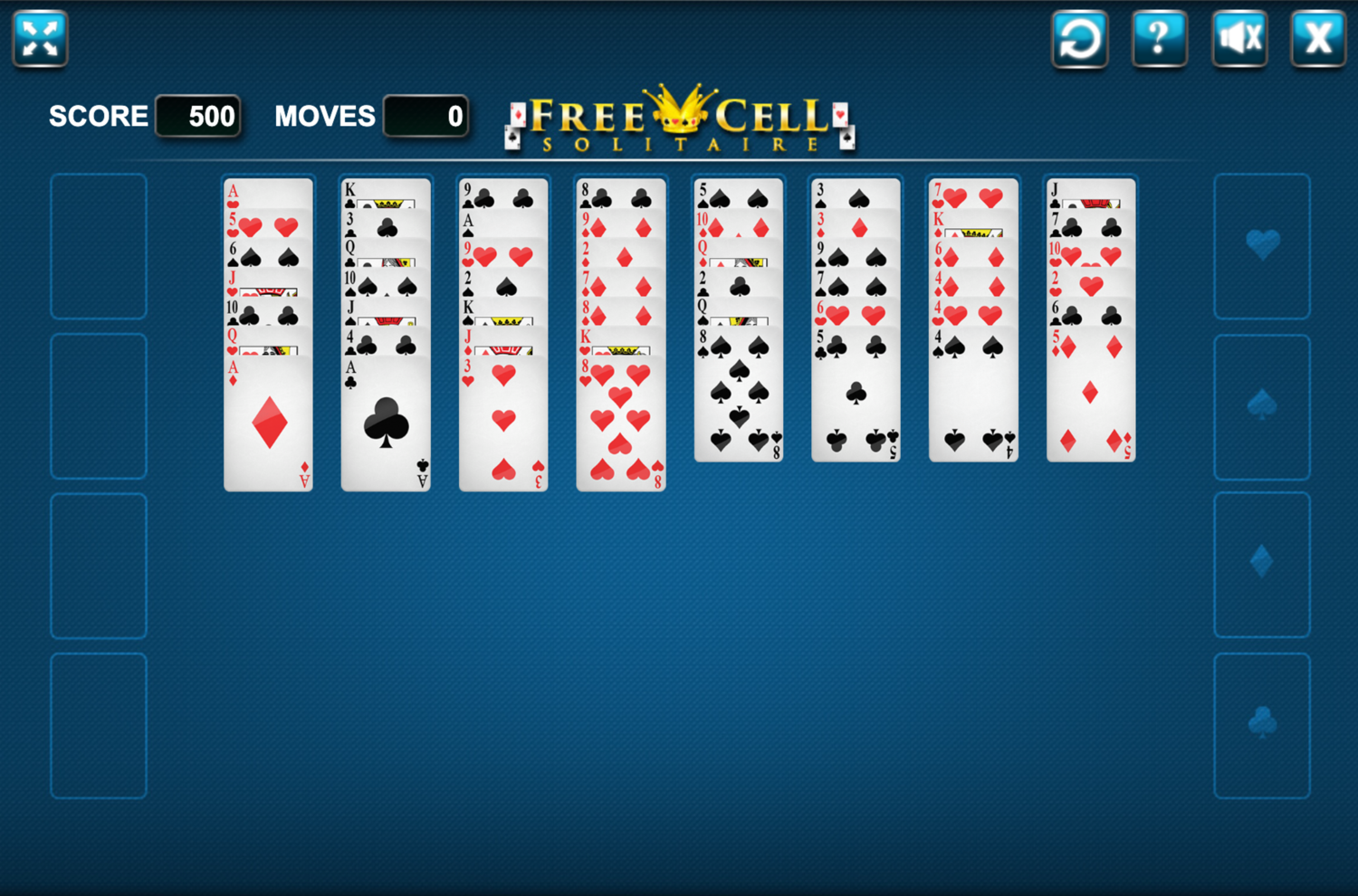 Freecell Solitaire Game Screenshot.