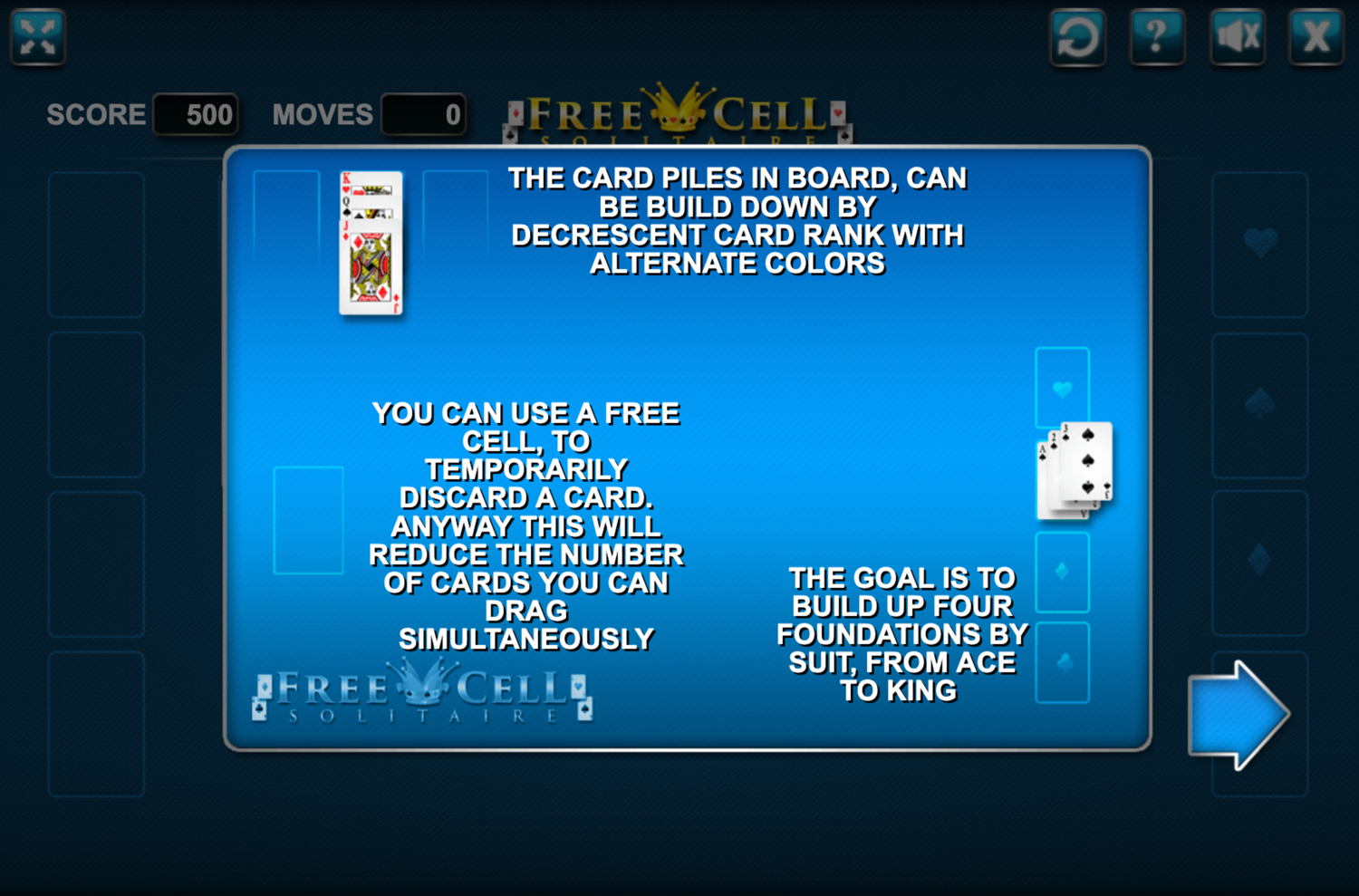 Freecell Solitaire Rules How To Play Screenshot.