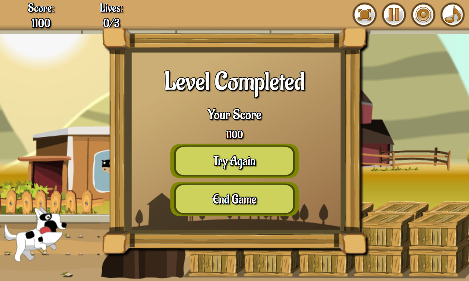 Frenzy Farm Game Level Completed Screenshot.