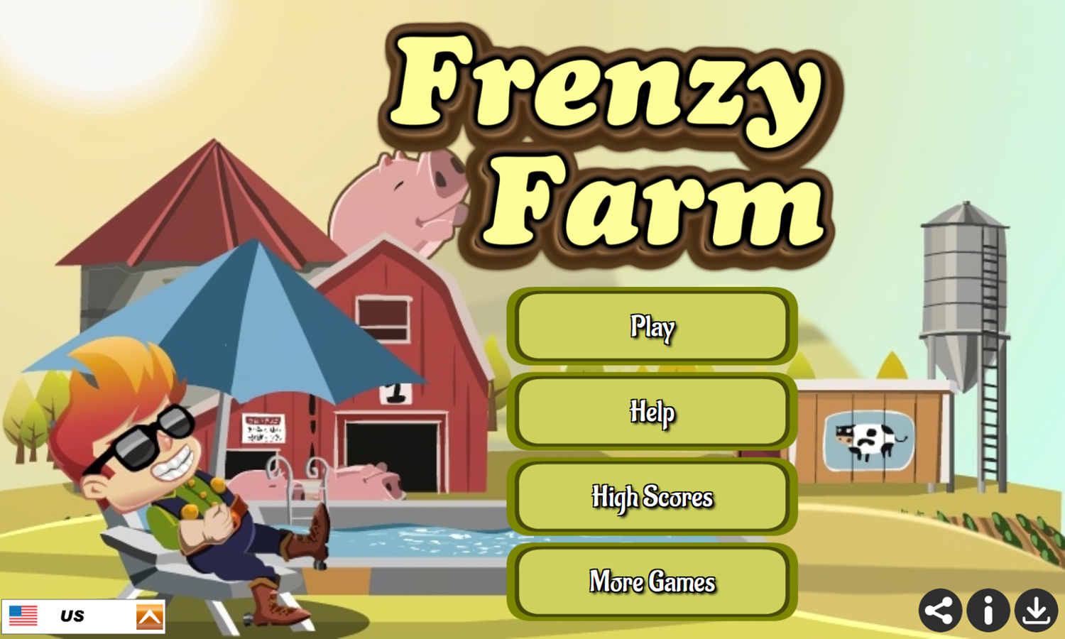 Frenzy Farm Game Welcome Screen Screenshot.