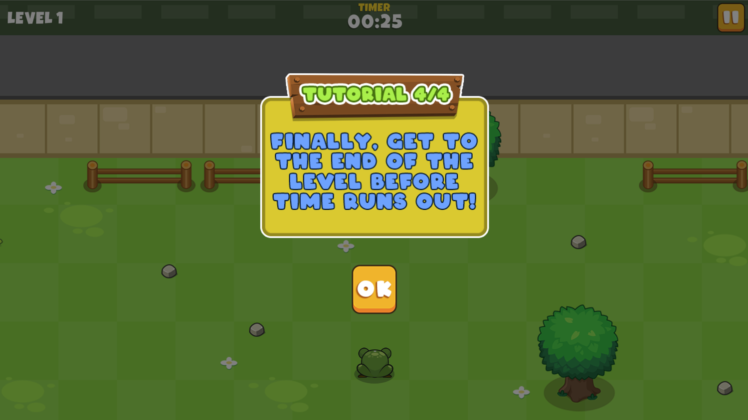 Frogie Cross the Road Game Help Screen Timer Screenshot.