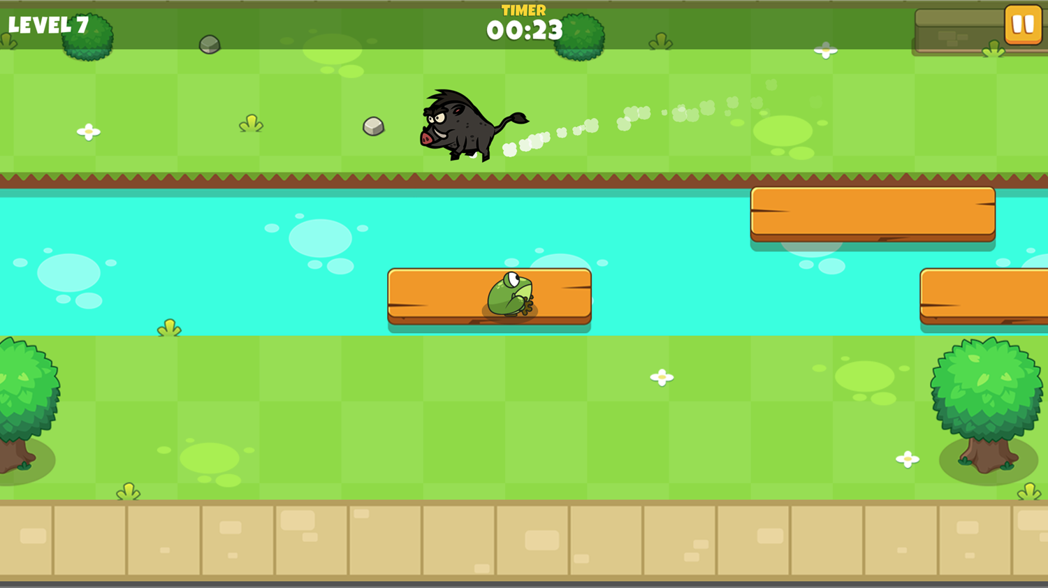 Frogie Cross the Road Game River & Boar Screenshot.