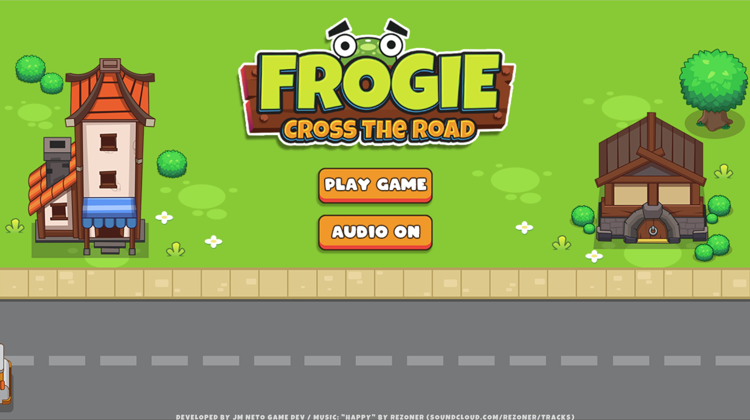 Frogie Cross the Road Game Welcome Screen Screenshot.