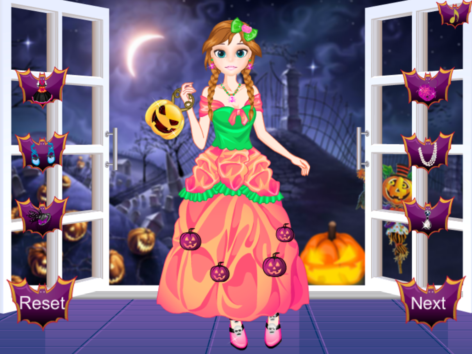 Anna and Elsa First Halloween Game Dressed Character Screenshot.