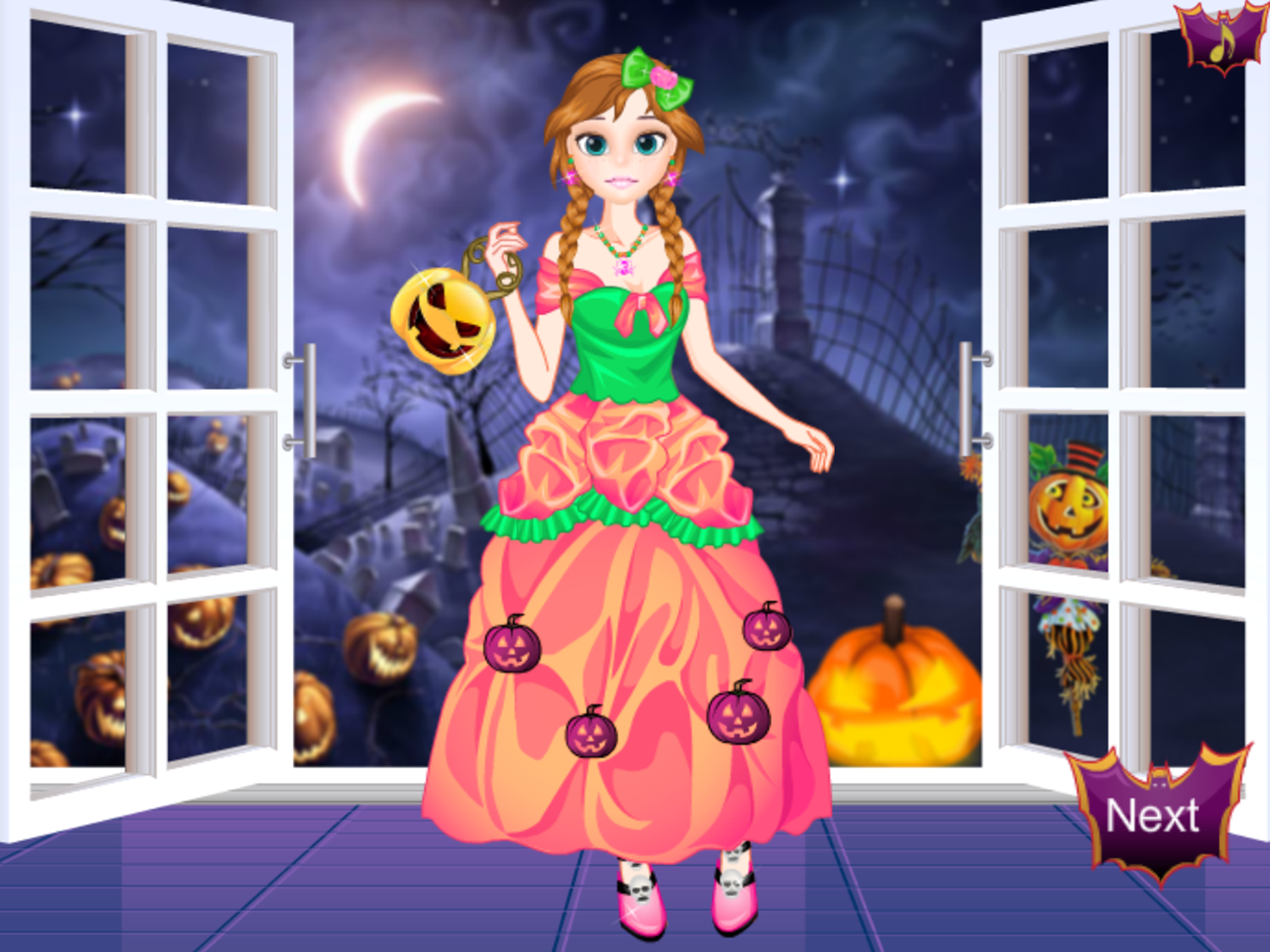 Anna and Elsa First Halloween Game Final Layout Screenshot.