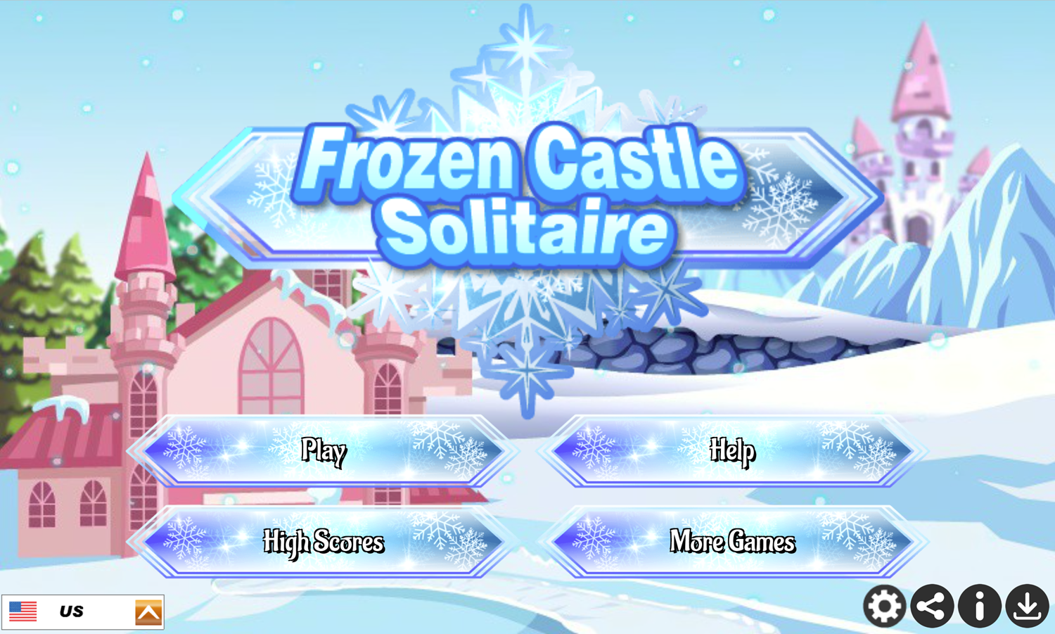 Frozen Castle Solitaire Game Welcome Screen Screenshot.