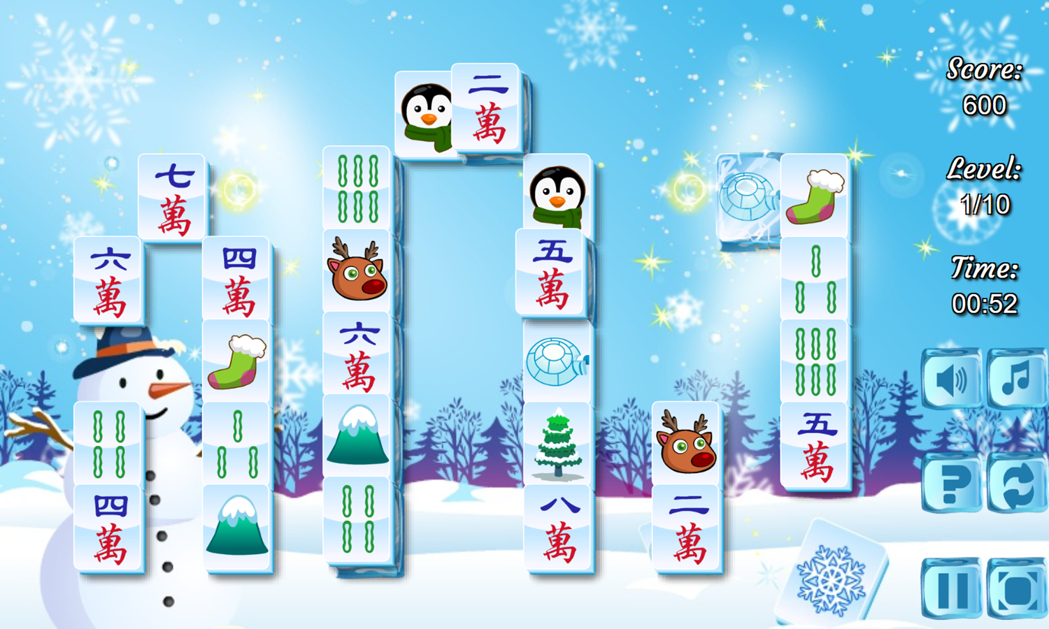 Frozen Mahjong Game Game Play Screenshot.