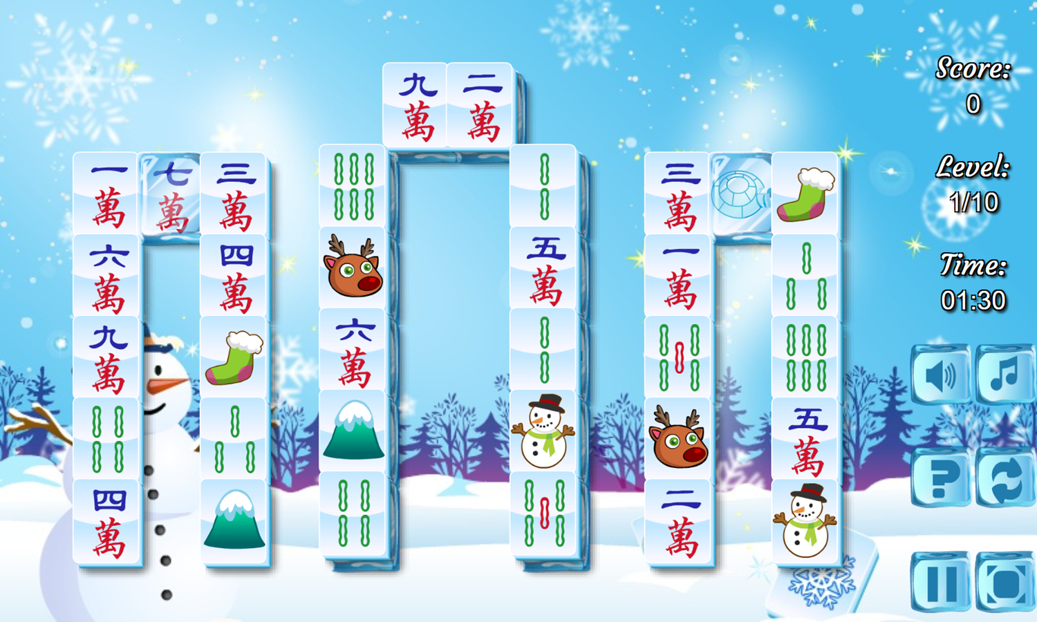 Frozen Mahjong Game Start Screenshot.