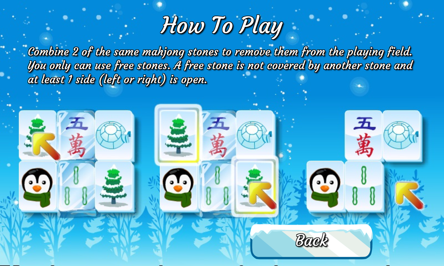 Frozen Mahjong Game How To Play Screenshot.