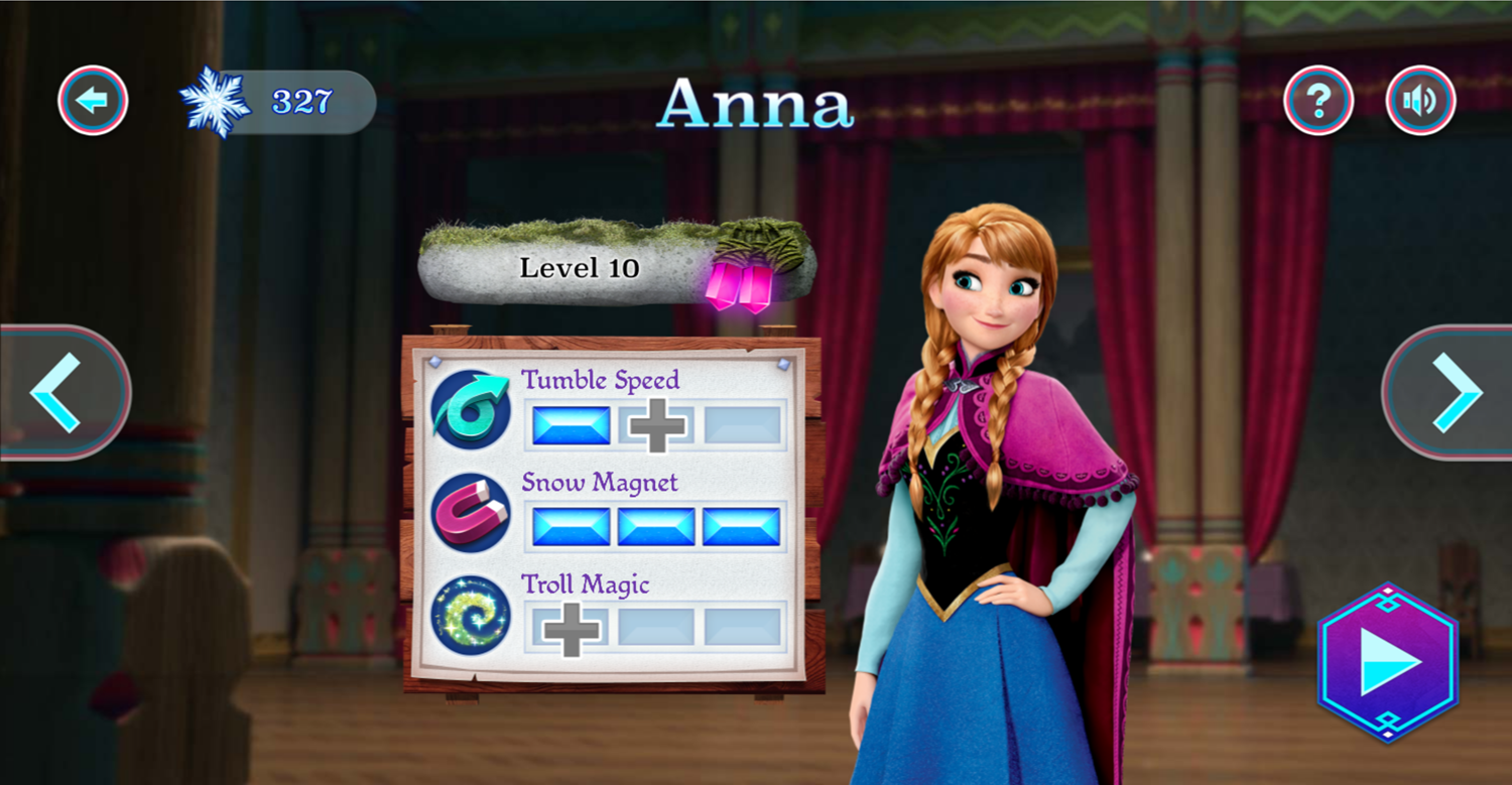 Frozen Rush Character Upgrades Screenshot.