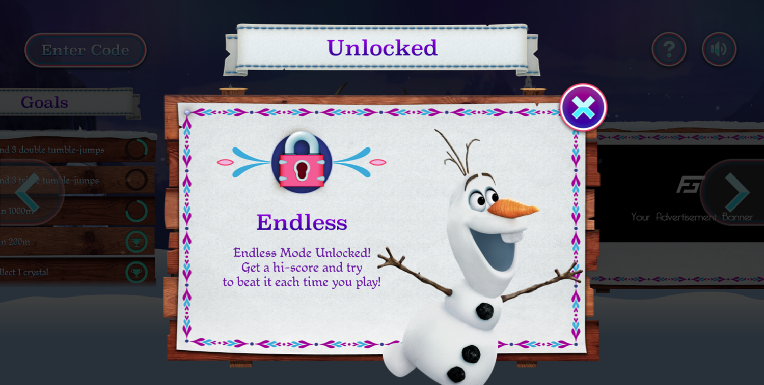 Frozen Rush Endless Mode Unlocked Screenshot.