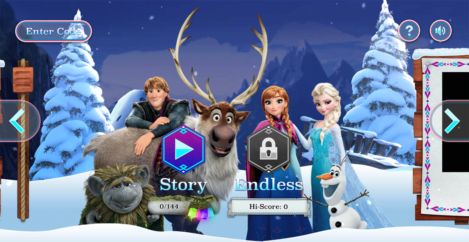 Frozen Rush Game Welcome Screen Screenshot.