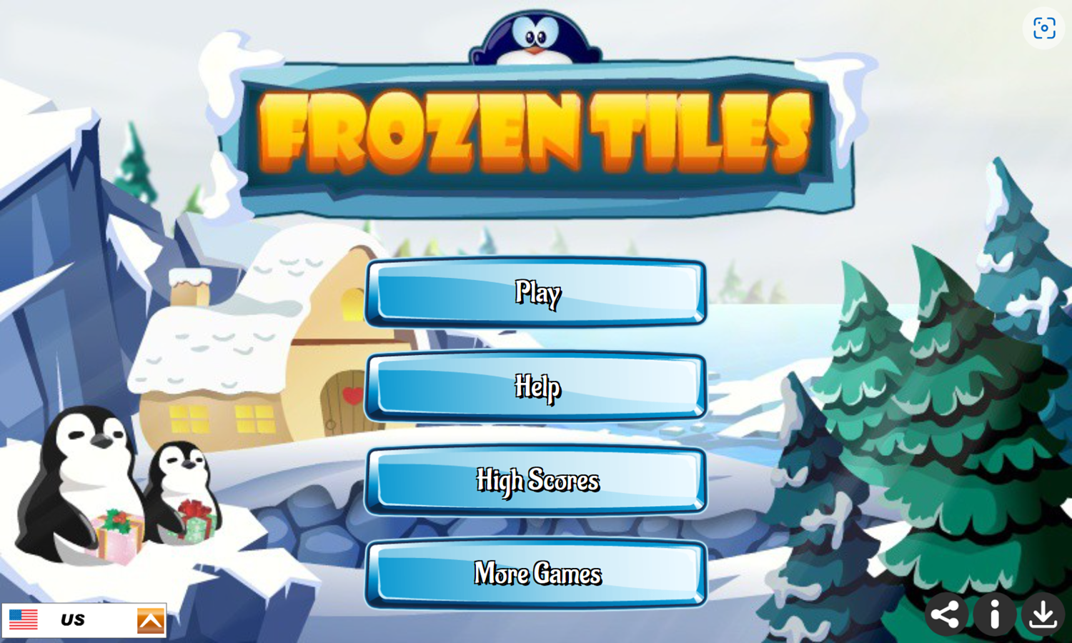 Frozen Tiles Game Welcome Screen Screenshot.