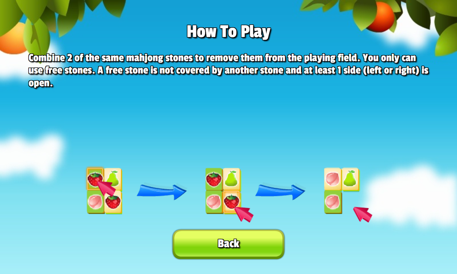 Fruit Flip Mahjongg Game How To Play Screenshot.