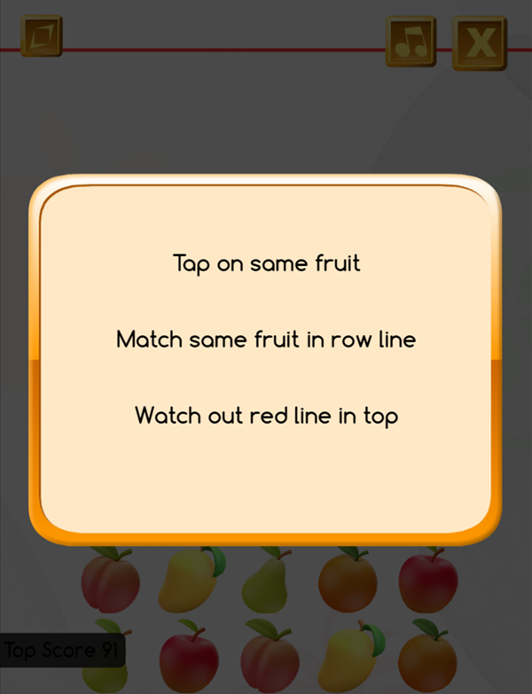 Fruit Line Up Game How to Play Screen Screenshot.