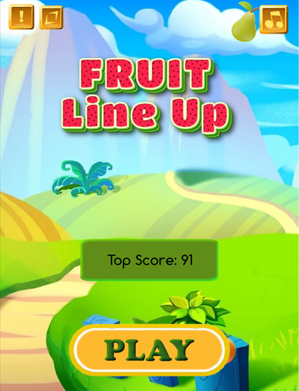 Fruit Line Up Game Welcome Screen Screenshot.