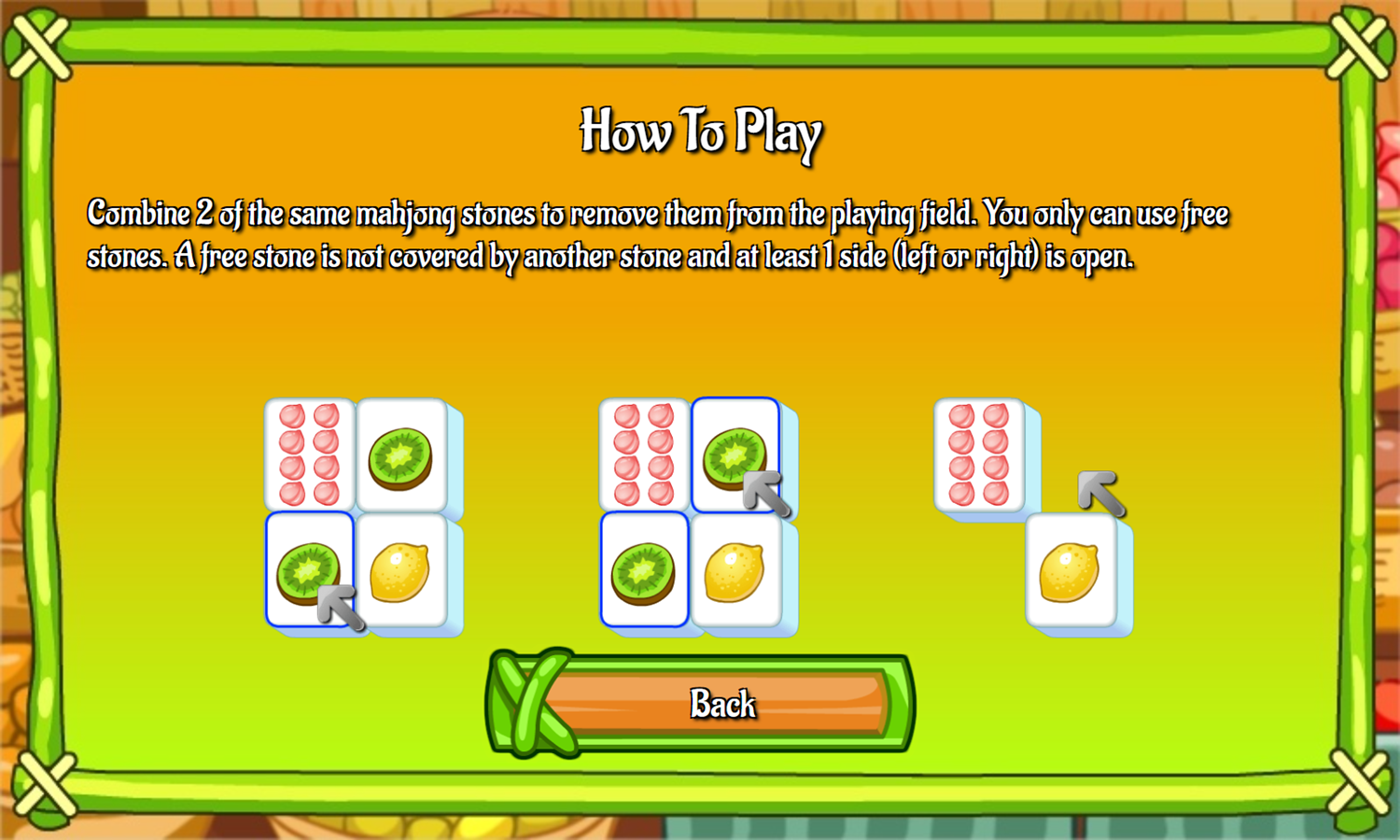 Fruit Mahjong Game How To Play Screenshot.