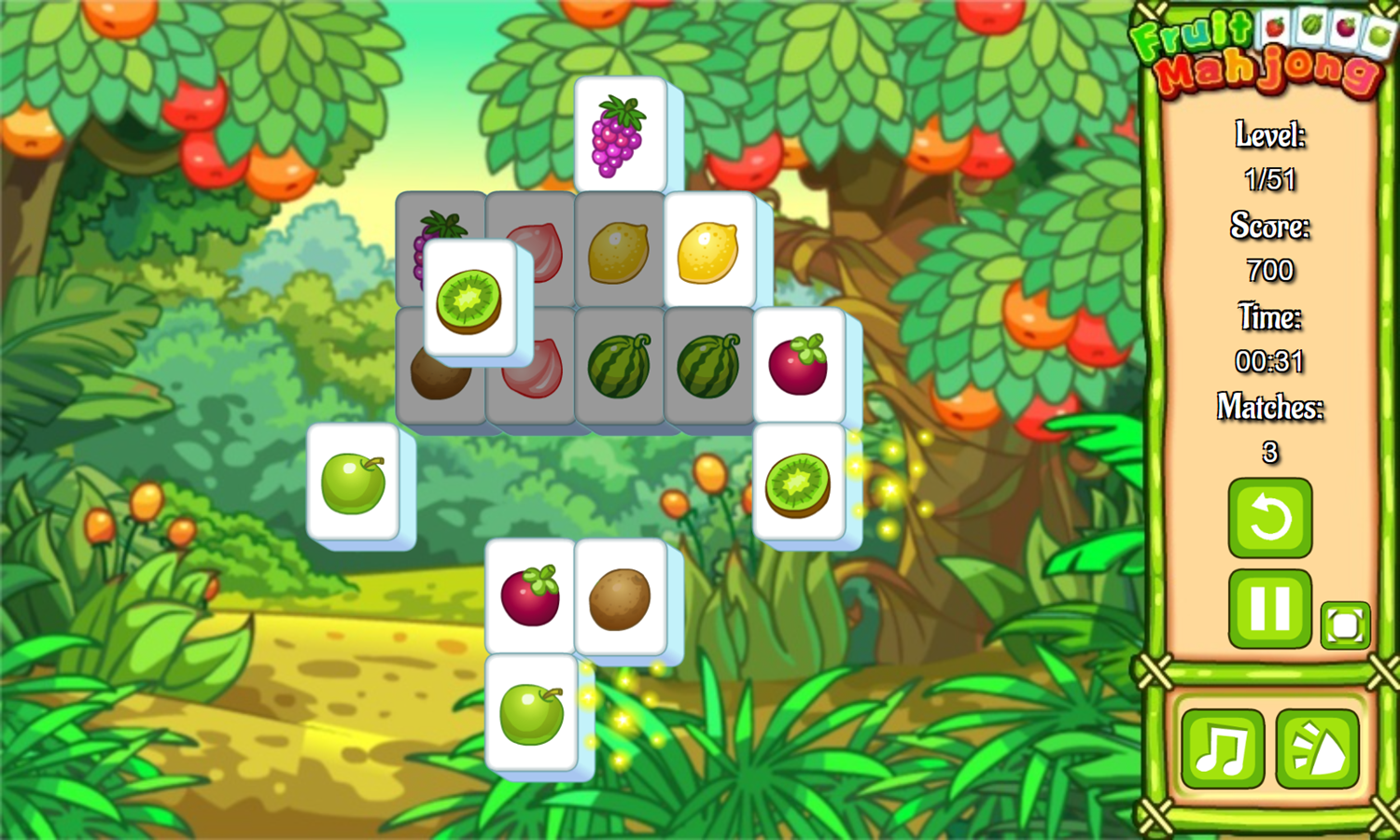 Fruit Mahjong Game Level Play Screenshot.