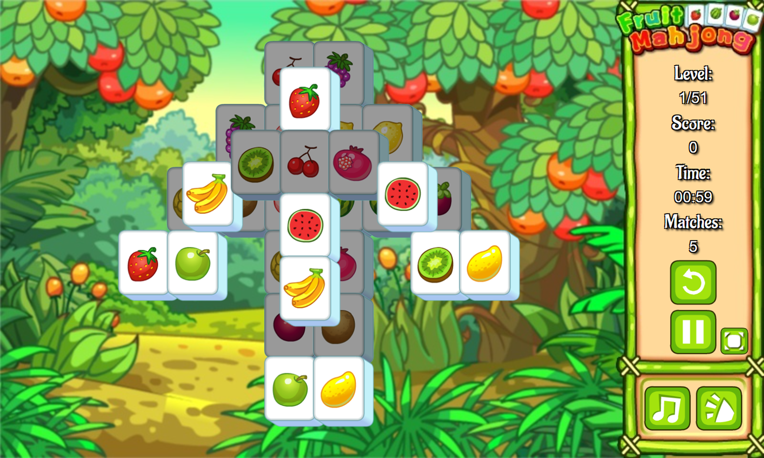 Fruit Mahjong Game Level Start Screenshot.
