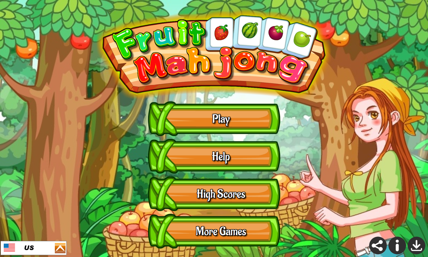 Fruit Mahjong Game Welcome Screen Screenshot.