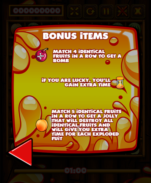 Fruit Matching Game Instructions Screenshot.