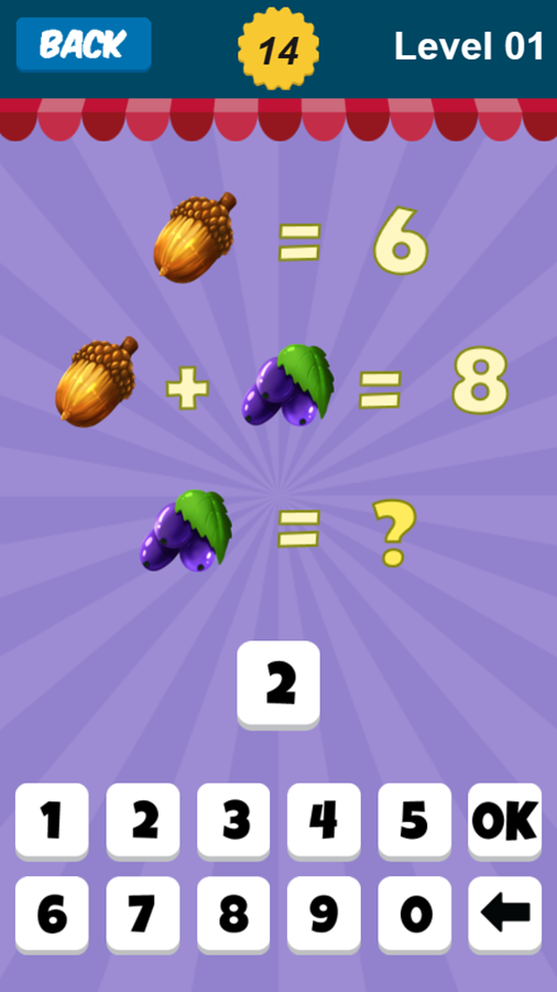 Fruit Math Game Level Play Screenshot.