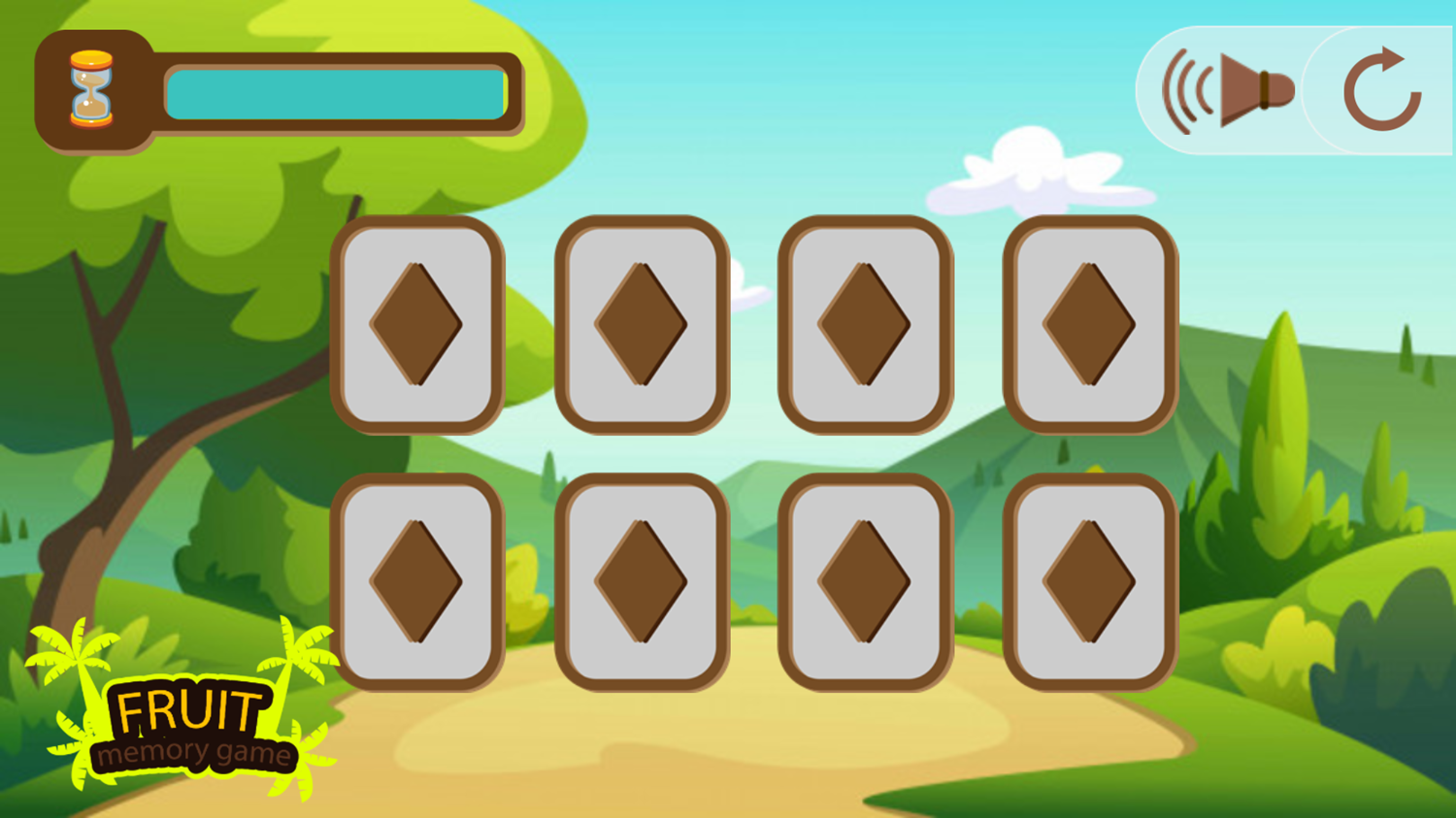 Fruit Memory Game Start Screenshot.