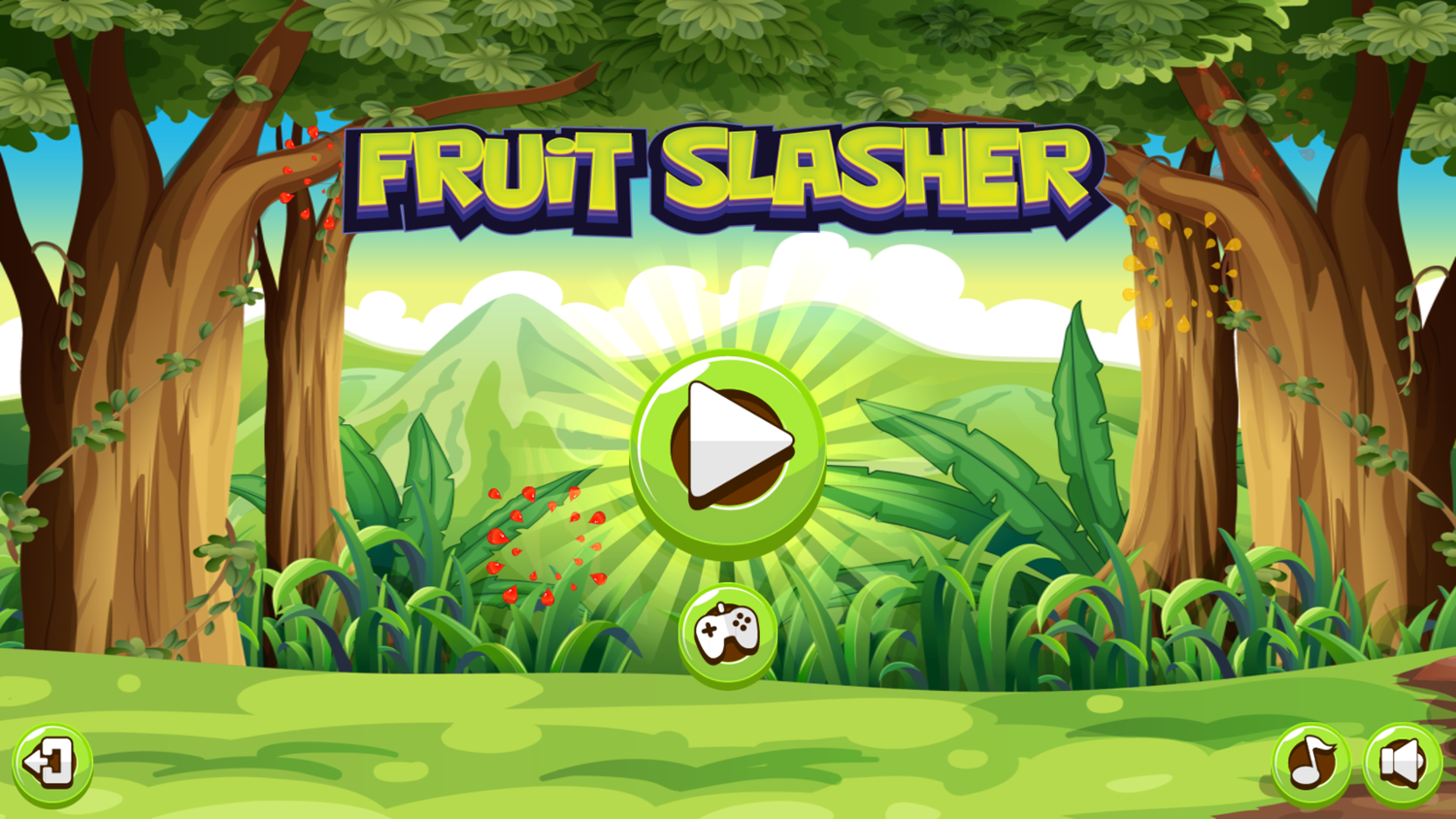 Fruit Slasher Game Welcome Screen Screenshot.