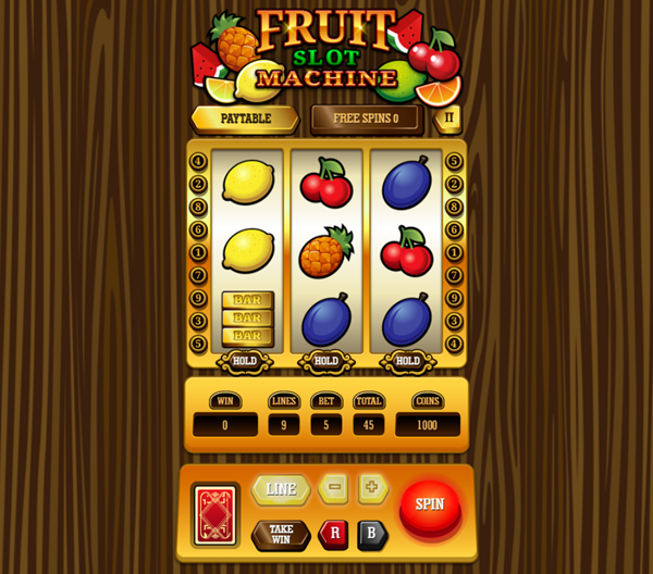 Fruit Slot Machine Game Welcome Screen Screenshot.